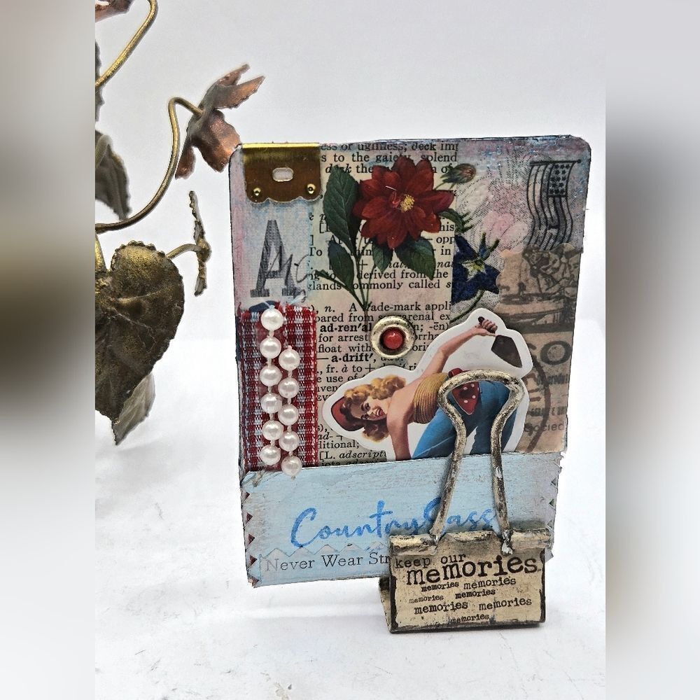 "5/$25" Pin Up Girl Summertime Artist Trading Card ATC W/Altered Holding Clip